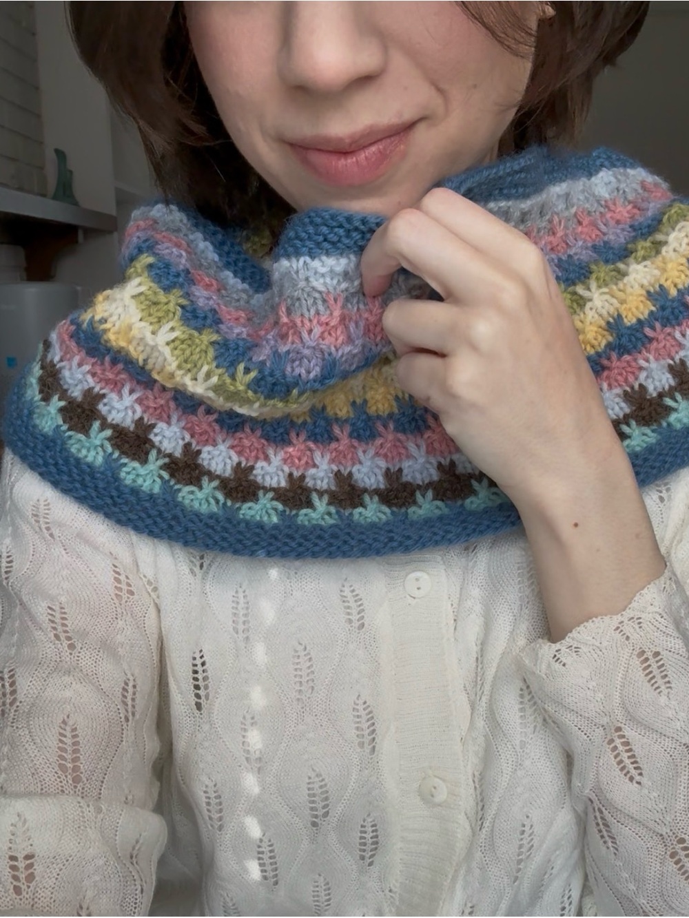 Handmade Multicolor Natural Wool Knit Neck Warmer
